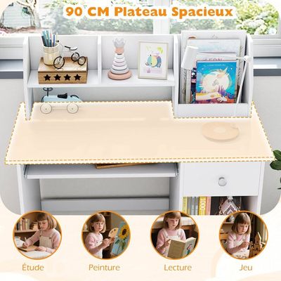 FUNLIO Table pour Enfant avec 2 Chaises,Table et Chaise Enfant Réglable en Hauteur pour Les 3 à 8 Ans pour la Maison,Table Dessin - Maison FUNLIO Table pour Enfant avec 2 Chaises,Table et Chaise Enfant Réglable en Hauteur pour Les 3 à 8 Ans pour la Maison,Table Dessin - Maison