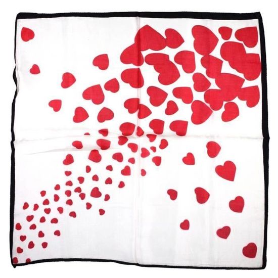 Blanc Rouge Coeur Imprimer Petit Soie Pur Foulard Blanc Achat