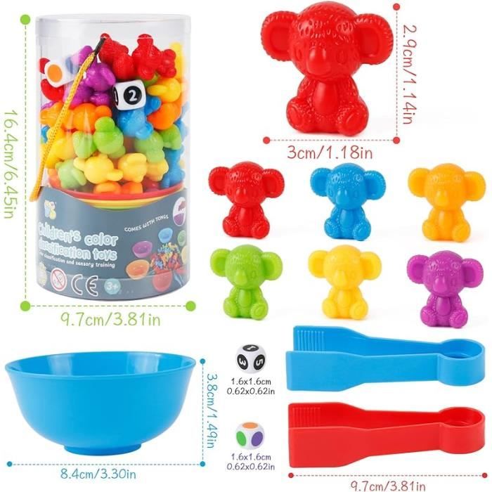 NEWSTYLE – Jeu De Comptage Koalas Montessori – 48 Pièces, Couleurs, Pinces, Dés – Motricité Fine, Tri – Dès 3 Ans