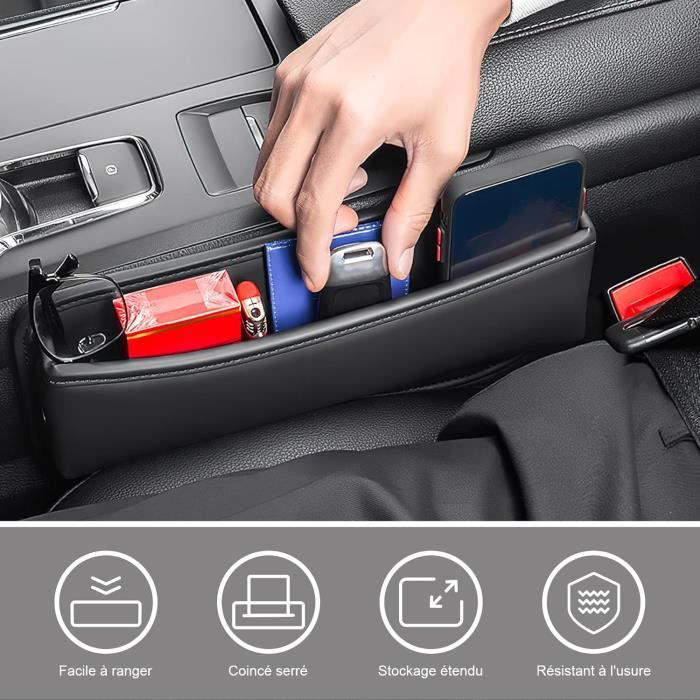 Dreamark Lot De 2 Organisateurs De Siège Voiture En Cuir PU - Rangement Téléphone Clés Cartes Multifonction
