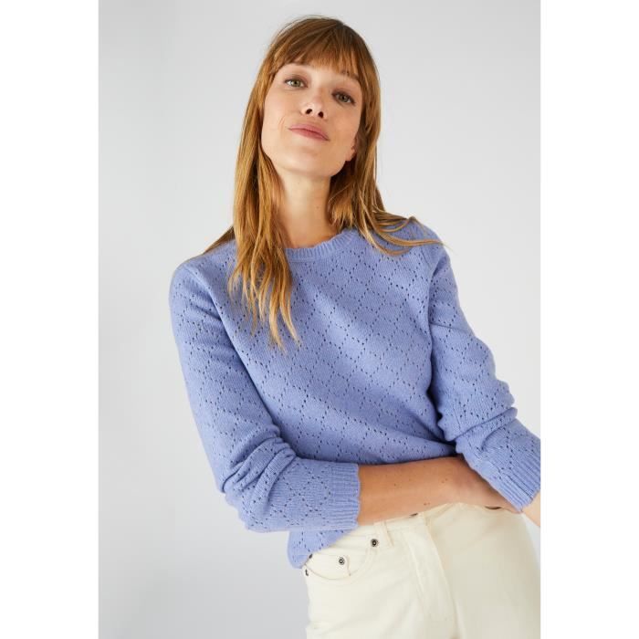 Pull Damart Pull maille ajour e Bleu Glacier Bleu glacier