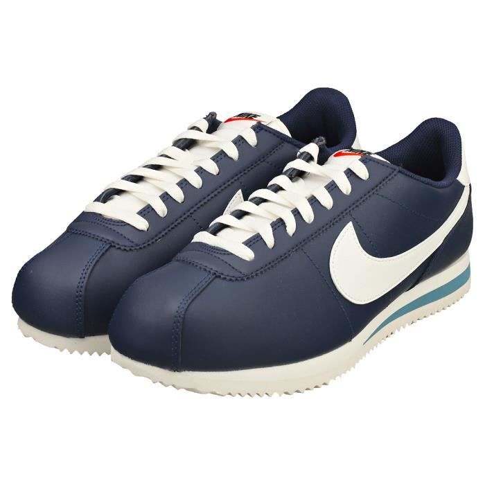 Baskets Nike CORTEZ Homme Marine Blanche Cuir Lacets Marine blanche Cdiscount Chaussures