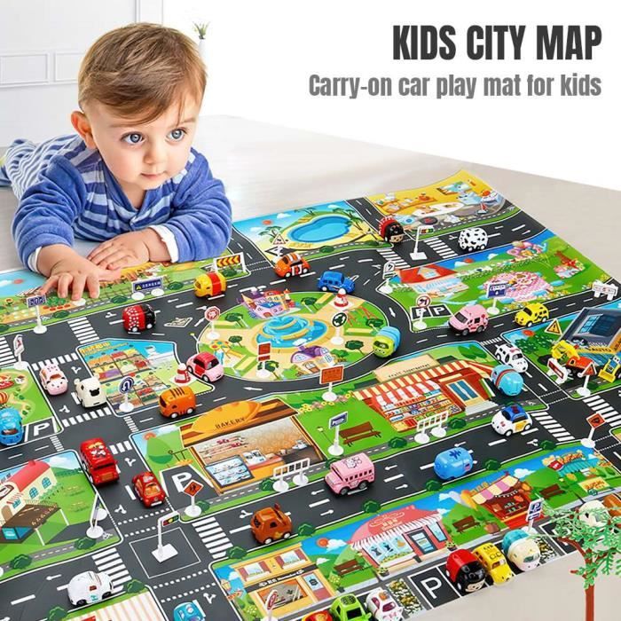 Jeu éducatif Tapis De Jeu Ville Taxi Rétro Enfant - Circuit Voiture Antidérapant - Modèle Taxi Avec Lumières Et Sons - Cadeau éducatif Garçon/fille Jeu éducatif Garçon