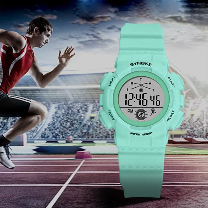 Montre enfant garçon numérique LED multifonction mode sports