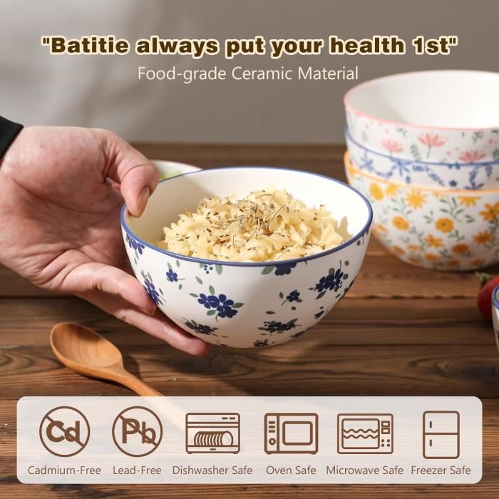 Bols De Riz En Céramique De Style : Motif De Fleurs De Cerisier Soupe