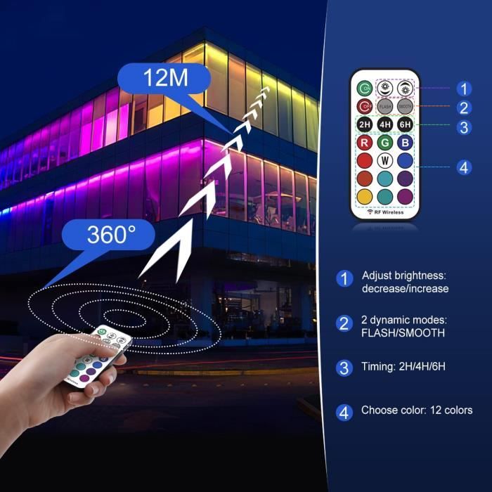 Projecteur LED RGB 42W CLV Avec Télécommande - 10 Couleurs, 30 Modes, IP66, Pour Jardin, Fêtes Et Bars