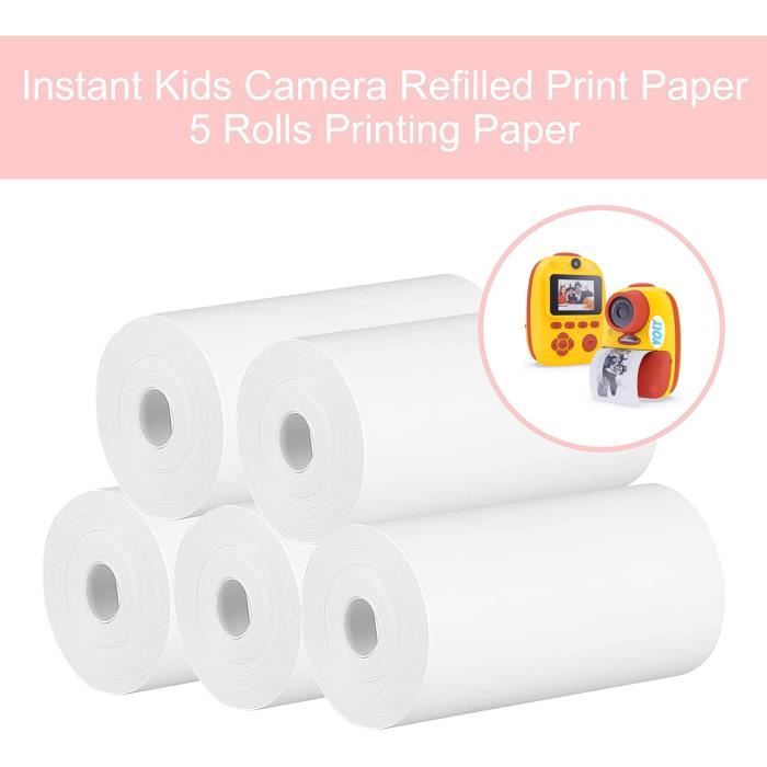 Recharge papier d'impression pour appareils photo instantanés pour  enfants,5 rouleaux de papier d'impression thermique