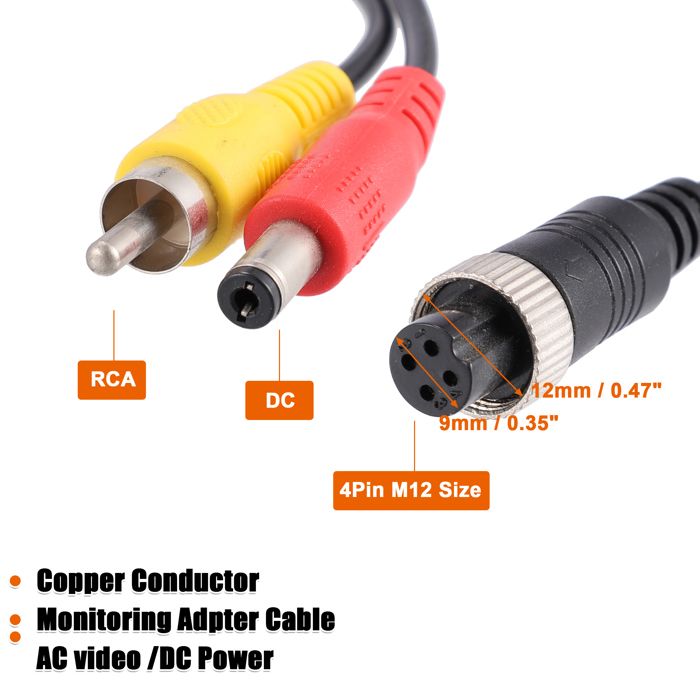 Connecteur De Caméra De Recul RCA CVBS, 4 Broches Mâle à Femelle