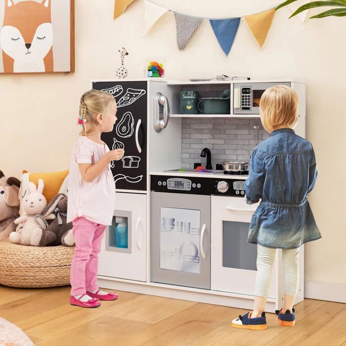 Cuisine Enfant avec Machine à Glaçons, Cafetière, Micro-Ondes, Four