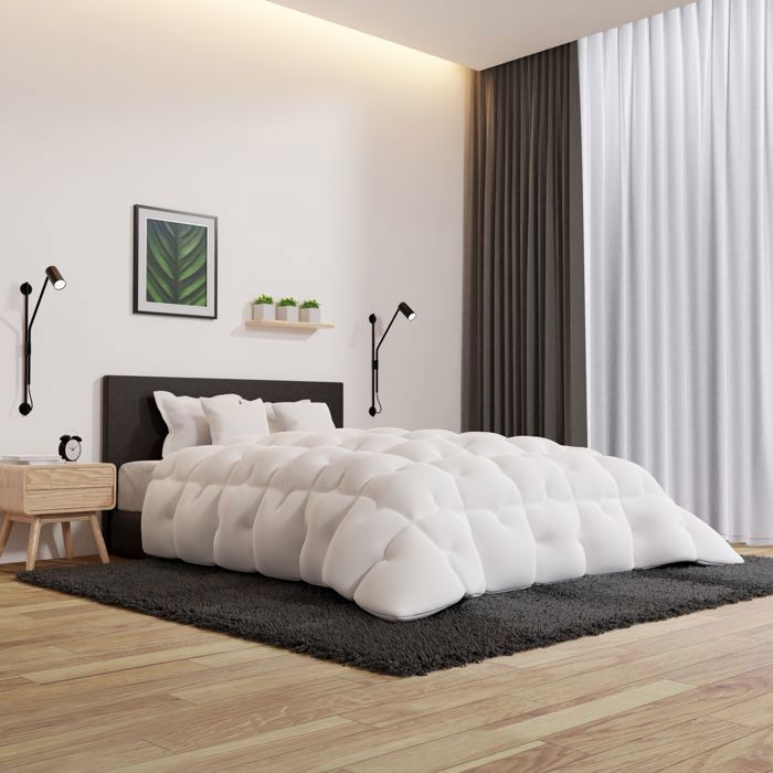 CASABEL Couette 240x260 cm Chaude Grand Froid Diamant Réversible Bleu