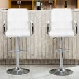2 PCS Tabouret de Bar, Chaises de bar réglable A 360° Blanc - Pivotant-0