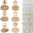 1200pcs Kit de Bijoux Bracelet DIY Perles en Plastic Collier Perles Plaquées Manual Loisir Creatif Cadeau Filles Noel Doré-0