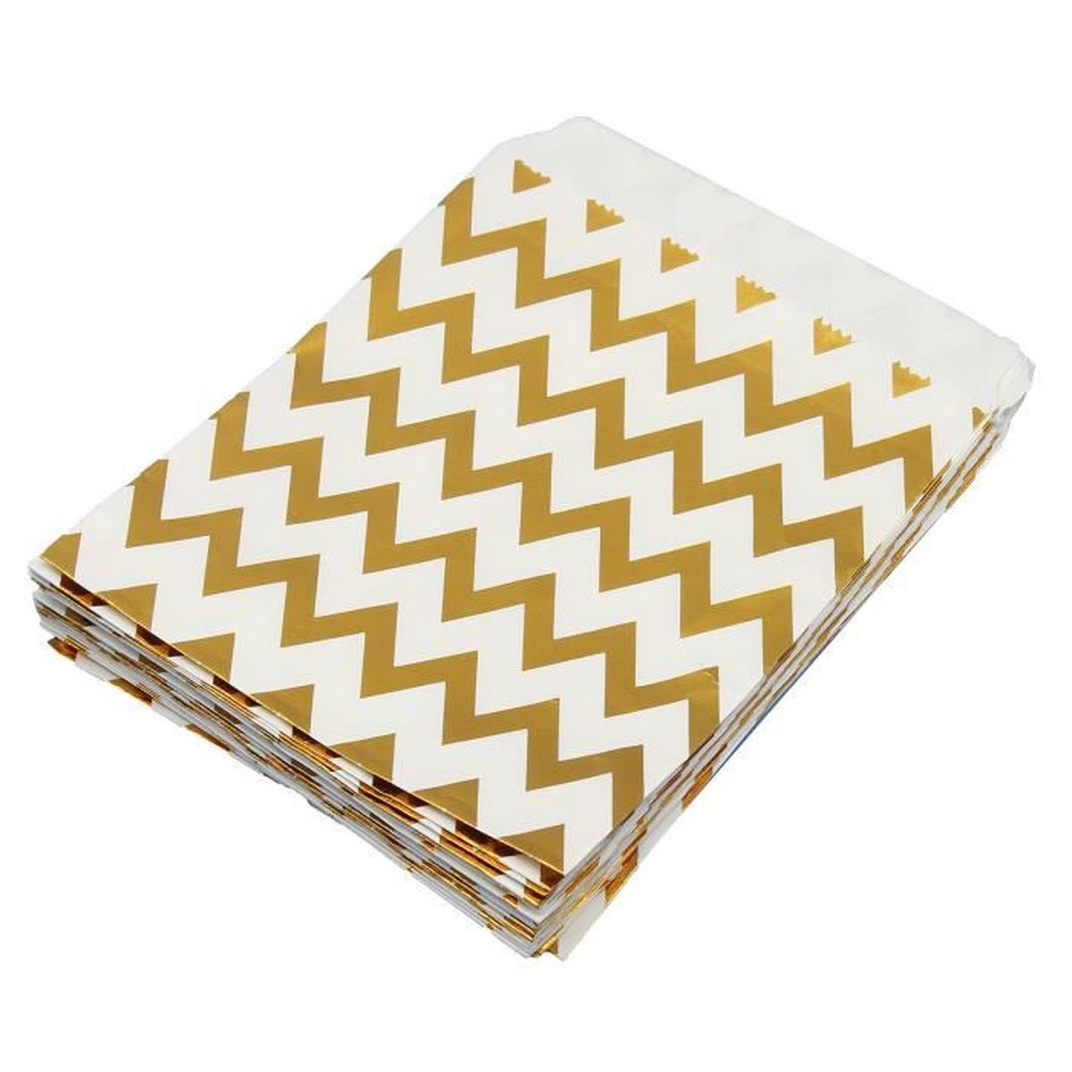 25pcs Bonbon De Sachet Sac Pochette En Papier Raie Dore Emballage Gateau Mariage Vague Cdiscount Maison