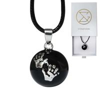 Bola de grossesse noir lisse/motif argent  avec chaîne - ELISE (Mains noires) - plaquée argent - coffret cadeau femme enceinte