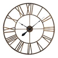 Grande Horloge Murale - Mecanisme Quartz Silencieux - 80cm de Diamètre - Chiffres Romains - Style Vintage - Métal - Cuivre