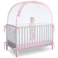 Sécurité bébé Tente de Berceau Qian Tai Premium Toddler Crib Topper,Tente de Berceau Pop-up de moustiquaire-Rose