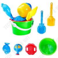 TD® Lot de 6 Pièces de jouets de plage pour enfants château seau pelle râteau en plastique outils pour enfants-Château de sable