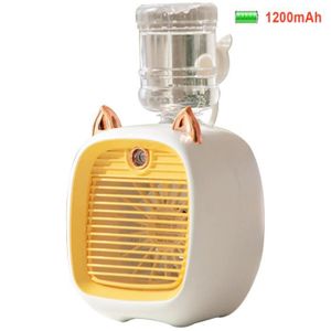 VENTILATEUR JAUNE - Ventilateur électrique à oreilles de chat mignon, climatisation, USB, vaporisateur'eau, brumisateur,