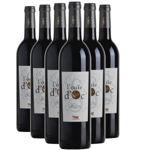 VIN ROUGE Pays d'Oc L'ouïe d'Oc Rouge 2021 - Lot de 6x75cl - Les Vignerons du Sommiérois - Vin IGP Rouge du Languedoc - Roussillon