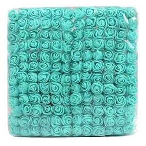 FLEUR ARTIFICIELLE 144 pièces bleu tiffany 2.5cm ruban fil PE mousse artificielle rose fleur tête mariage boîte à bonbons bricolage matériel fleur