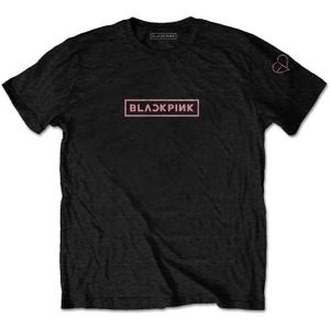 T-Shirt Femme BlackPink Photo Logo Officiel – Heather Gris Skinny Fit, Manches Courtes, Cadeau K-Pop