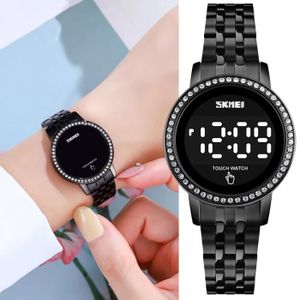 MONTRE Montre tactile femme bracelet LED numerique luxe diamants étanche jeunes noir cadeau de Noël