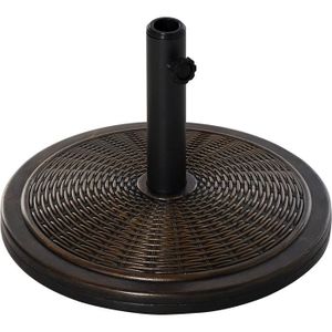 DALLE - PIED DE PARASOL Pied de lestage pour parasol - SSS - Base ronde en résine imitation rotin - Noir bronze - Ø 48 x 34 cm