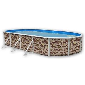 PISCINE CAMOUFLAGE Piscine hors sol ovale en acier 915 x 457 x 120 cm (Kit complet piscine, Filtre, Skimmer et échelle)