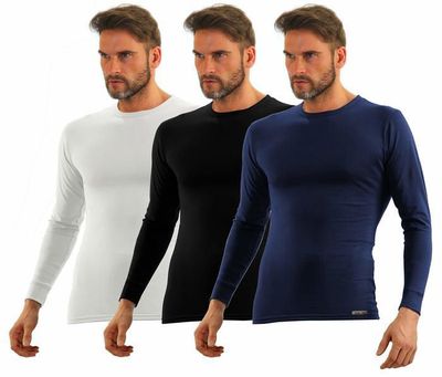 Maillot de corps Sesto senso Maillot de Corps Lot de 3 Coton Longues Manches sous-Vetements Haut Thermique Homme