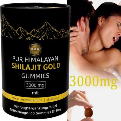 BPV Pure Himalayan Shilajit Gold Gummies 3000 mg – avec ashwagandha, gingembre, tribulus et ginseng