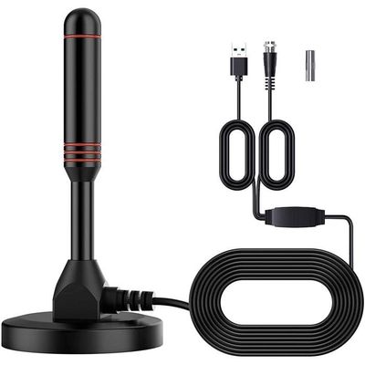 Antenne TV Intérieure TNT HD 120KM - Amplificateur Signal HDTV 4K 1080P, Réception VHF UHF Chaînes Locales Gratuites