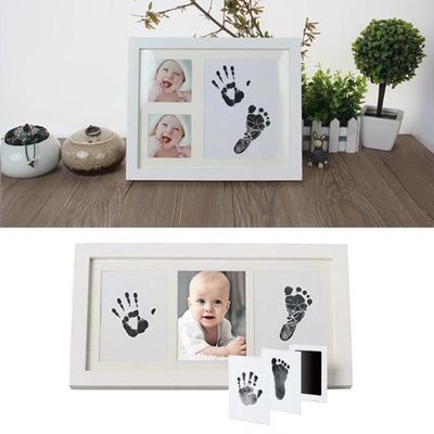 Kit d'empreintes de mains et d'empreintes de bébé Souvenir pour nouveau-né  Cadeaux d'art mémoire Cadres photo bleu