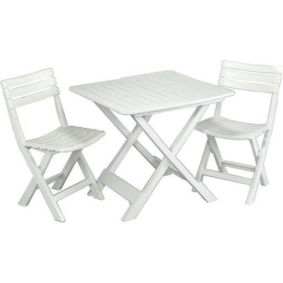Ensemble table et chaises Camping - Pour 2 personnes - Blanc