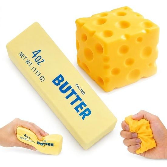 Squishy beurre anti stress GAUTHIER FRANCE lot de 2 slow rising mousse PU souple 14 x 4 x 4 cm enfants adultes jaune bureau école - Jeux - Jouets