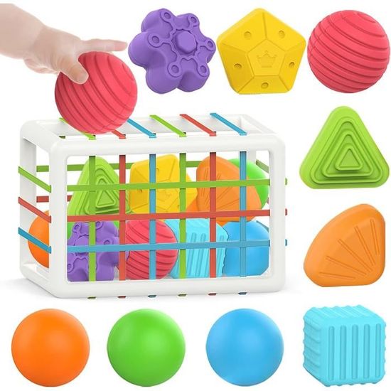 Jouet Bebe Montessori Balle Sensorielle Jeux Trieur de Forme Cube Sensoriel Cadeaux Cdiscount Jeux Jouets