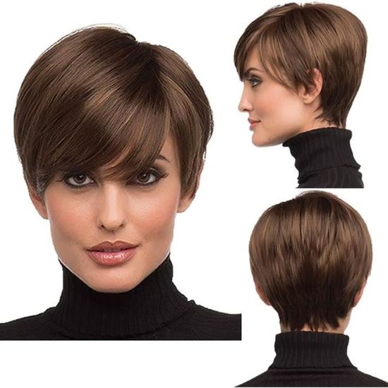PERRUQUE BRUN poupée ancienne Cheveux naturels Taille 10 :33
