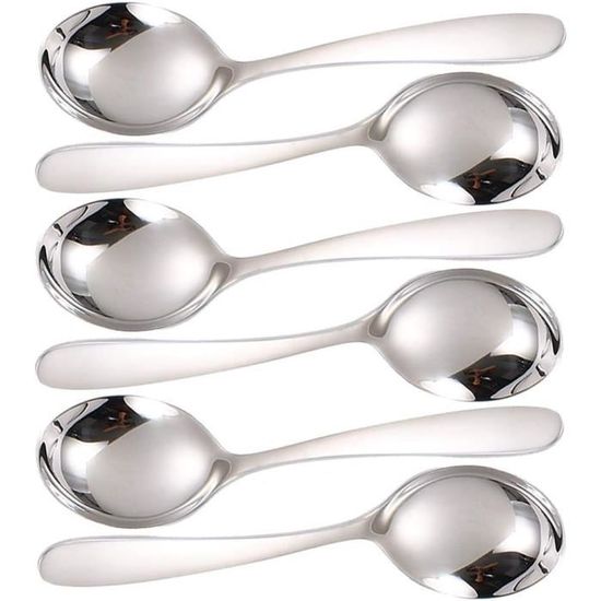 Lot De 7 Cuillères à Soupe Ovales Inox TWS202 – Finition Satinée, Fabrication Japonaise
