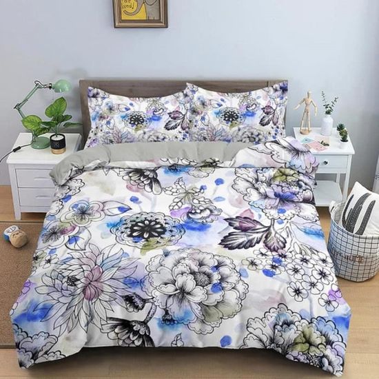 Sets De Housses De Couettes 1-2 Personnes, Microfibre 3D Parure De Lit