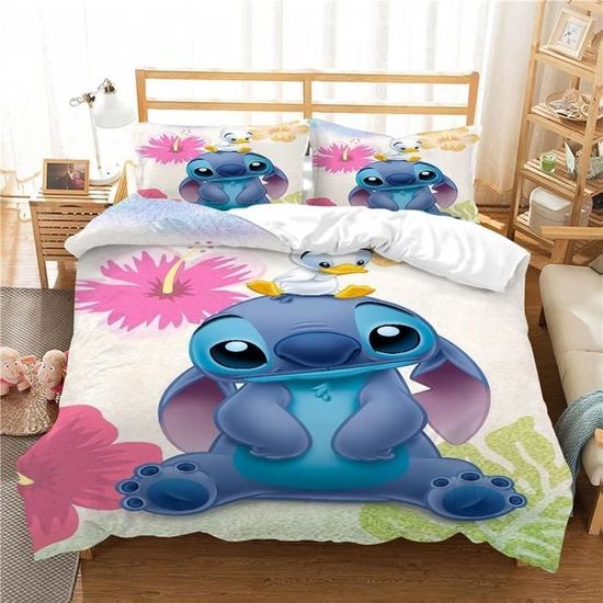 Lilo Stitch Parure de lit pour enfant avec housse de couette et taie  d'oreiller Motif lilo et Stitch 220x240cm[8186] - Cdiscount Maison