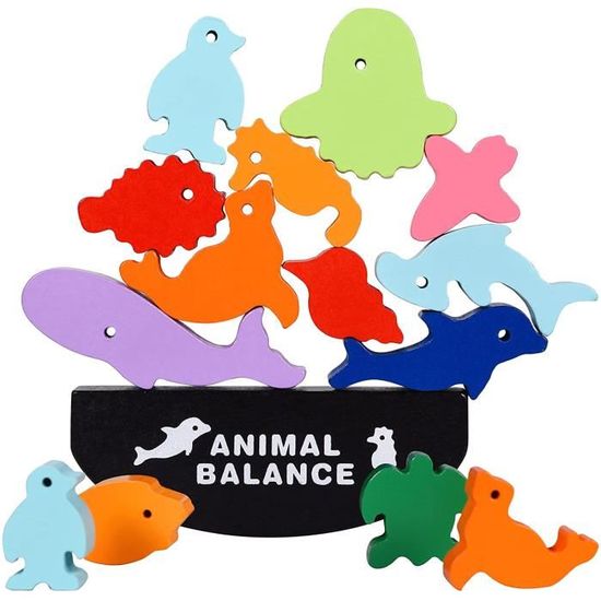 POINTERTECK Jouets de Pierres Empilables en Bois 20 Pcs Blocs de Construction Colorés Arc-en-Ciel Jeu Éducatif pour Tout-Petits Garçons Filles 18 Mois