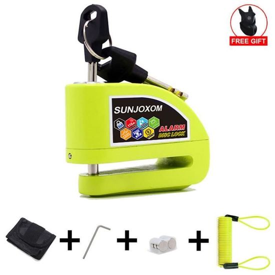 Serrure à Disque De Frein Moto Avec Alarme 110 DB - Antivol Jaune En Acier Pour Moto, Scooter, Vélo électrique