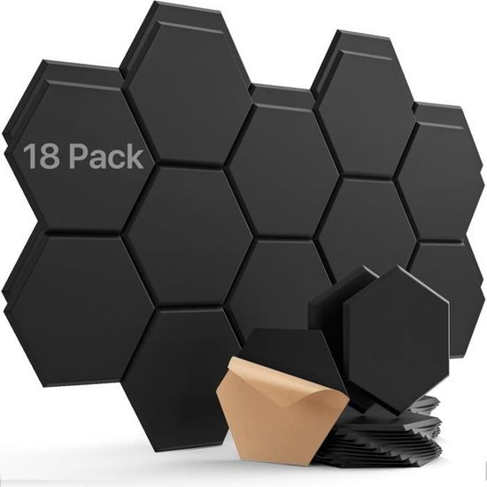 2 Panneaux Muraux Hexagonaux Velours Noir 3D - Autocollants Textile Luxe