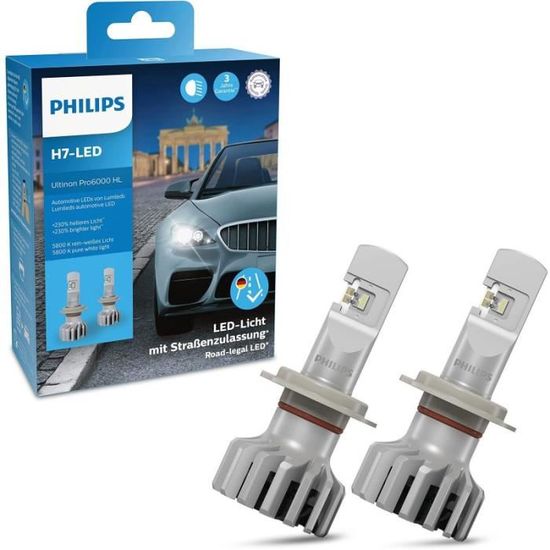 Ampoules H7 LED Philips Ultinon Pro6000 +230% Homologuées en Europe