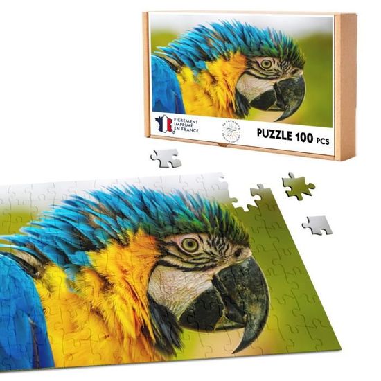 Puzzle Rond En Bois Perroquet 28cm - Neuf, Pièces Animaux, Thème Art