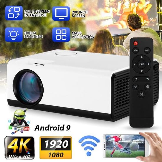 Vidéoprojecteur WiFi Bluetooth Android 11 - Double Bande 5.8G/2.4G, 1080p, 4K Supporté - Design Vert Et Doré