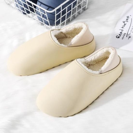 Chaussons en coton home - talon arrière protégé chaud et imperméable Jaune - Chaussures Chaussons en coton home - talon arrière protégé chaud et imperméable Jaune - Chaussures