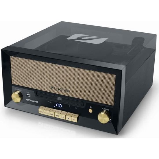 Platine Vinyle Semi-Automatique MUSE MT 110 B - Noir - 33/45/78 tours - Sortie USB et RCA