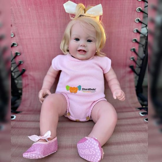 Poupée de Bébé Reborn - RUMOCOVO - 60 cm - Cheveux longs bouclés - Peau