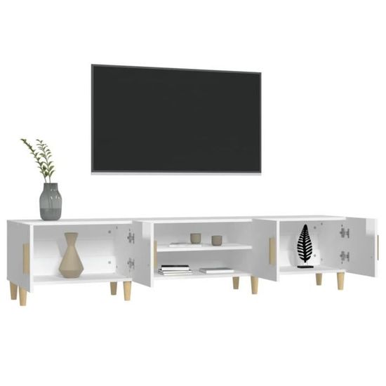 Meuble TV VidaXL Noir Chêne 180 Cm - Bois D'ingénierie, 4 Portes, Design Moderne Pour Salon - 5