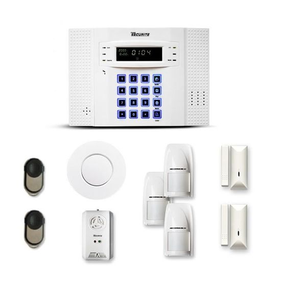 Alarme maison sans fil DNB 2 à 3 pièces mouvement + intrusion + détecteur de fumée + gaz - Compatible Box / GSM